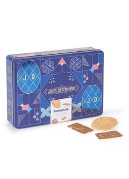 Jules Destrooper Jules amandelbrood en natuurboterwafels in geschenkblik 350 gram Royalblauw - Deal