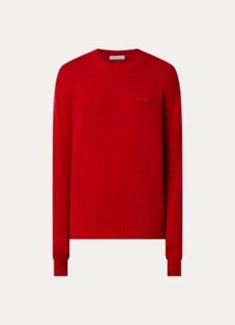 Givenchy Heren Grofgebreide trui in kasjmierblend met logo in de kleur Rood, maat: L