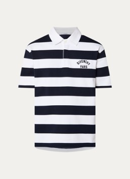 Givenchy Heren Polo met logo en streepprint in de kleur Donkerblauw, maat: S