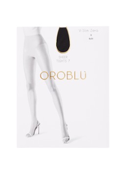 Oroblu Dames V-Slim Zero corrigerende naadloze panty in 7 denier in de kleur Zwart, maat: S
