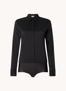 Wolford Dames London Effect body met blinde knoopsluiting in de kleur Diepzwart