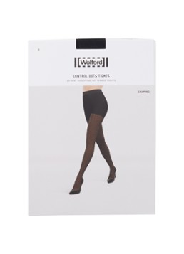 Wolford Dames Control Dots panty in 20 denier met stippenprint in de kleur Zwart
