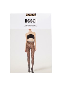 Wolford Dames Sweet Dots panty met stippenprint in 20 denier in de kleur Diepzwart