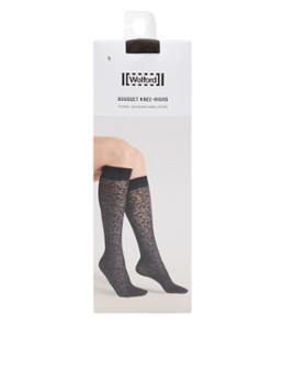 Wolford Dames Bouquet kniekousen met bloemenprint in 30 denier in de kleur Bruin