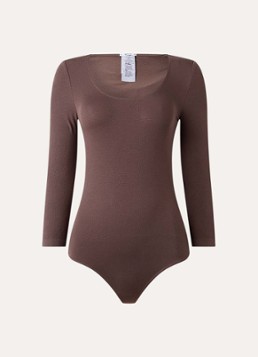 Wolford Dames Tokio stringbody met ronde hals in de kleur Bruin