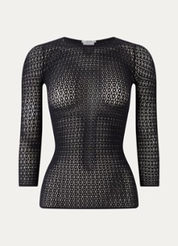 Wolford Dames Daisy Net top met opengewerkt dessin in de kleur Zwart