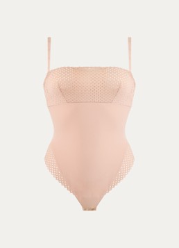 Wolford Dames Romantic Net body met opengewerkt dessin in de kleur Beige