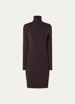 Wolford Dames Merino ribgebreide mini trui-jurk in wolblend in de kleur Aubergine