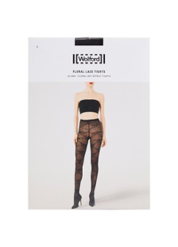 Wolford Dames Floral Lace panty van kant in 25 denier in de kleur Zwart