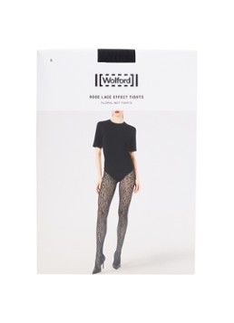 Wolford Dames Rose Lace Effect netpanty in de kleur Zwart