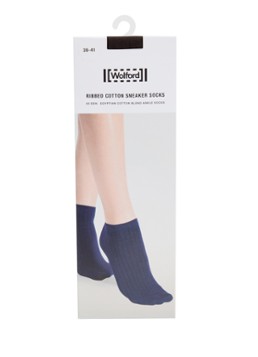 Wolford Dames Ribgebreide sneakersokken in katoenblend in de kleur Donkerbruin