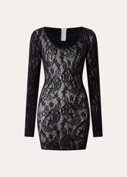 Wolford Dames Infinite Rose mini jurk met opengewerkt dessin in de kleur Zwart