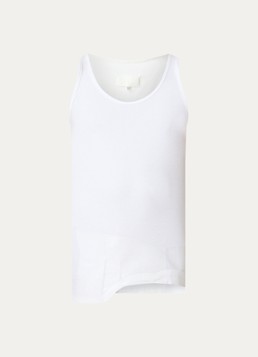 Maison Margiela Heren Tape tanktop met ribstructuur in de kleur Gebroken wit, maat: M