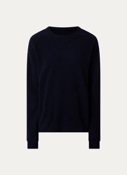 Maison Margiela Heren Fijngebreide trui van wol met ronde hals in de kleur Donkerblauw, maat: S
