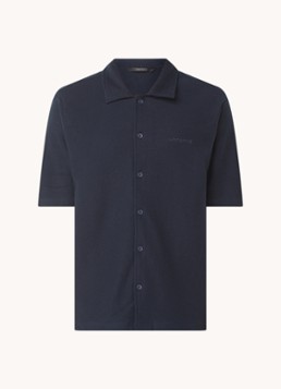 Airforce Heren Fijngebreide regular fit overhemd met logoborduring in de kleur Donkerblauw, maat: XXL