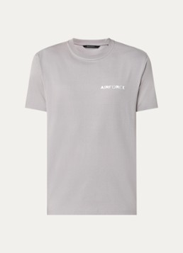 Airforce Heren T-shirt van katoen met logo- en backprint in de kleur Grijs, maat: L