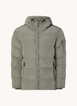 Airforce Heren Morris puffer jack met logo en opbergbare capuchon in de kleur Grijs, maat: S