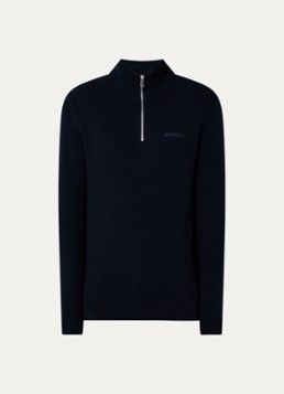 Airforce Heren Kai ribgebreide trui met halve rits in de kleur Donkerblauw, maat: XXL