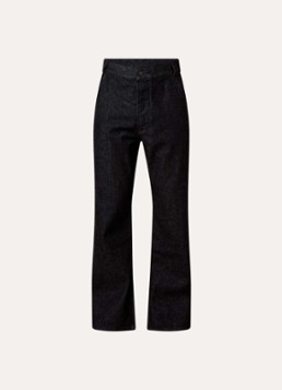 Fear of God Essentials Heren Flared jeans met donkere wassing en backprint in de kleur Zwart, maat: 36