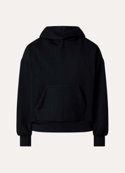 Fear of God Essentials Heren AS25 hoodie met flock logoprint in de kleur Zwart, maat: XXL