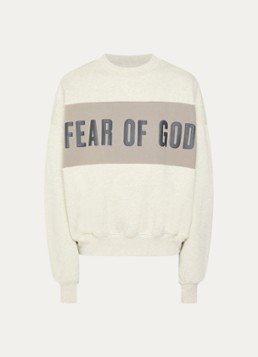 Fear of God Essentials Heren Sweater met logoprint in de kleur Gebroken wit, maat: M