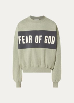Fear of God Essentials Heren Sweater met logoprint in de kleur Grijs, maat: XL
