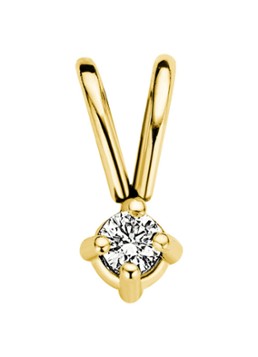 Diamond Point Dames Geelgouden solitair groeibriljant hanger, 0.03 ct. 0.03 ct diamant Groeibriljant in de kleur Goud