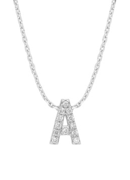 Diamond Point Dames Witgouden hanger A, 0.05 ct diamant, Alphabet in de kleur Witgoud