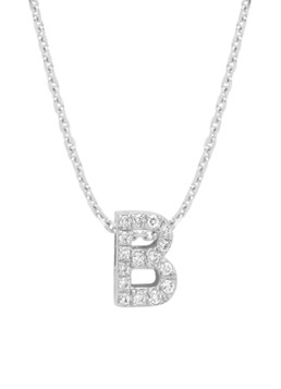 Diamond Point Dames Witgouden hanger B, 0.07 ct diamant, Alphabet in de kleur Witgoud