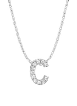 Diamond Point Dames Witgouden hanger C, 0.04 ct diamant, Alphabet in de kleur Witgoud