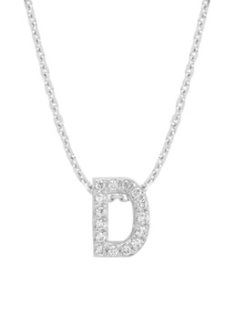 Diamond Point Dames Witgouden hanger D, 0.06 ct diamant, Alphabet in de kleur Witgoud