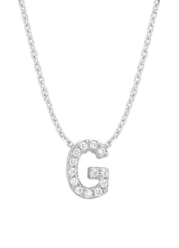 Diamond Point Dames Witgouden hanger G, 0.05 ct diamant, Alphabet in de kleur Witgoud