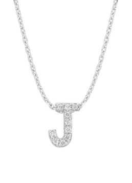 Diamond Point Dames Witgouden hanger J, 0.04 ct diamant, Alphabet in de kleur Witgoud