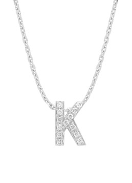 Diamond Point Dames Witgouden hanger K, 0.05 ct diamant, Alphabet in de kleur Witgoud