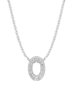 Diamond Point Dames Witgouden hanger O, 0.05 ct diamant, Alphabet in de kleur Witgoud