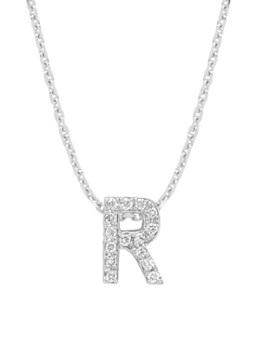 Diamond Point Dames Witgouden hanger R, 0.06 ct diamant, Alphabet in de kleur Witgoud