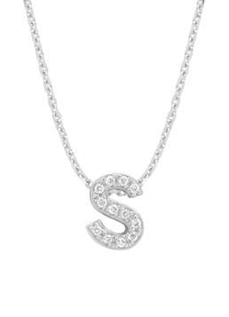 Diamond Point Dames Witgouden hanger S, 0.04 ct diamant, Alphabet in de kleur Witgoud