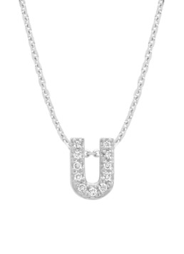 Diamond Point Dames Witgouden hanger U, 0.05 ct diamant, Alphabet in de kleur Witgoud
