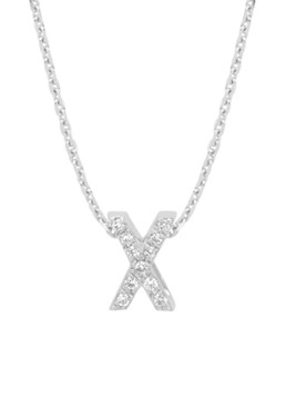 Diamond Point Dames Witgouden hanger X, 0.05 ct diamant, Alphabet in de kleur Witgoud