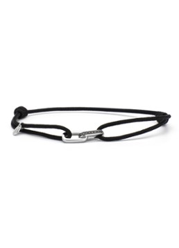 Diamond Point Dames Witgouden koord armband, 0.04 ct zwarte diamant, Timeless Treasures in de kleur Witgoud