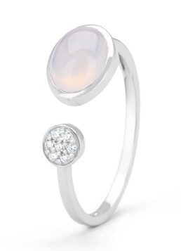 Diamond Point Dames Witgouden ring, 1.19 ct blauwe chalcedoon, Little Drops in de kleur Witgoud