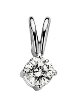 Diamond Point Dames Solitair groeibriljant hanger van 18 karaat witgoud, 0.14 ct. 0.14 ct diamant in de kleur Witgoud