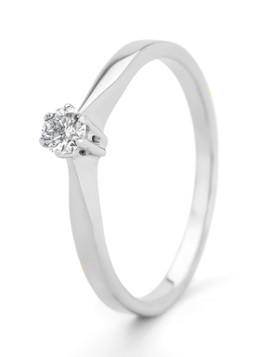 Diamond Point Dames Witgouden solitair groeibriljant ring, 0.13 ct. 0.13 ct diamant Groeibriljant in de kleur Witgoud