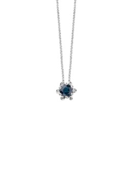 Diamond Point Dames Witgouden hanger 0.47 ct blauwe saffier Empress in de kleur Witgoud