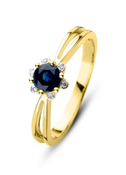 Diamond Point Dames Geelgouden ring 0.50 ct blauwe saffier Empress in de kleur Geelgoud