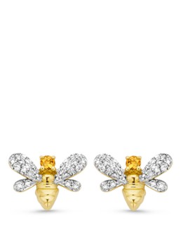 Diamond Point Dames Geelgouden oorsieraden 0.07 ct citrien Queen Bee in de kleur Geelgoud
