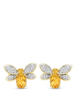 Diamond Point Dames Geelgouden oorsieraden 1.55 ct citrien Queen Bee in de kleur Geelgoud