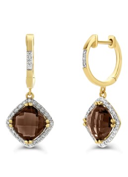 Diamond Point Dames Geelgouden oorsieraden 2.94 ct rookkwarts Fiësta in de kleur Geelgoud