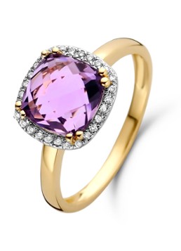 Diamond Point Dames Geelgouden ring 2.54 ct amethist Fiësta in de kleur Paars