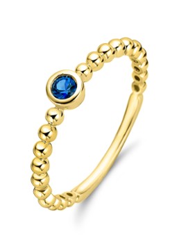 Diamond Point Dames Geelgouden ring 0.12 ct blauwe saffier Ensemble in de kleur Geelgoud